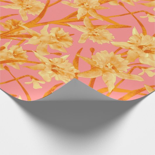 Romantische Waterverf Daffodil Patroon Cadeaupapier (Hoek)