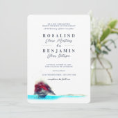 Romantische Waterverf die de marineboot blauw huwe Kaart (Staand voorkant)