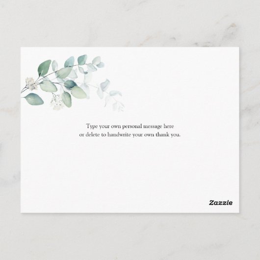 Romantische Waterverf Eucalyptus Greenery Bedankt Briefkaart (Achterkant)