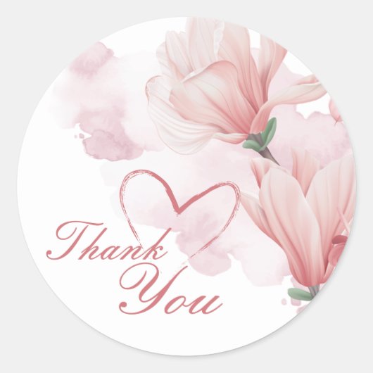 Romantische waterverf floraal ronde sticker (Voorkant)