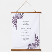 Romantische Waterverf Floral Amethyst Wedding Hangend Wandkleed (Voorkant)