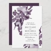 Romantische Waterverf Floral Amethyst Wedding Kaart (Voorkant / Achterkant)