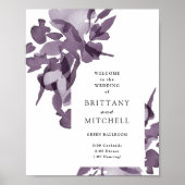 Romantische Waterverf Floral Amethyst Wedding Poster (Voorkant)