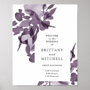 Romantische Waterverf Floral Amethyst Wedding Poster
