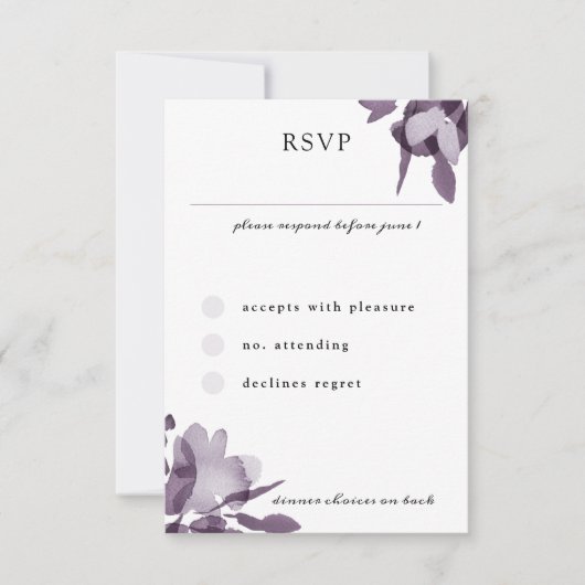 Romantische Waterverf Floral Amethyst Wedding RSVP Kaartje (Voorkant)