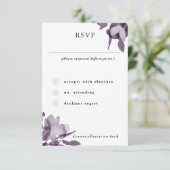 Romantische Waterverf Floral Amethyst Wedding RSVP Kaartje (Staand voorkant)