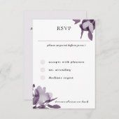 Romantische Waterverf Floral Amethyst Wedding RSVP Kaartje (Voorkant / Achterkant)