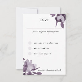 Romantische Waterverf Floral Amethyst Wedding RSVP Kaartje