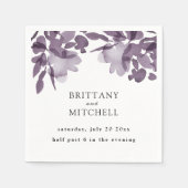 Romantische Waterverf Floral Amethyst Wedding Servet (Voorkant)