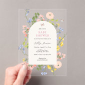Romantische Waterverf Floral Baby shower Acryl Uitnodigingen (Insitu (Draagbaar))