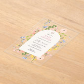 Romantische Waterverf Floral Baby shower Acryl Uitnodigingen (Laagn)