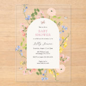 Romantische Waterverf Floral Baby shower Acryl Uitnodigingen (Voorkant)