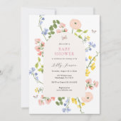 Romantische Waterverf Floral Baby shower Kaart (Voorkant)