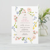 Romantische Waterverf Floral Baby shower Kaart (Staand voorkant)