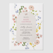 Romantische Waterverf Floral Baby shower Vellum Uitnodigingen (Voorkant)