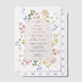 Romantische Waterverf Floral Baby shower Vellum Uitnodigingen (Offset (Uitnodiging))