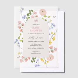 Romantische Waterverf Floral Baby shower Vellum Uitnodigingen