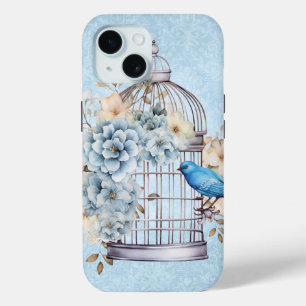 Romantische  Waterverf Floral Birdcage iPhone 15 Case