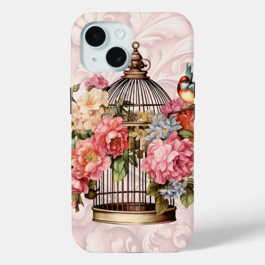 Romantische  Waterverf Floral Birdcage Case-Mate iPhone Case (Achterkant)