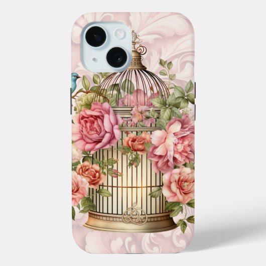Romantische  Waterverf Floral Birdcage Case-Mate iPhone Case (Achterkant)