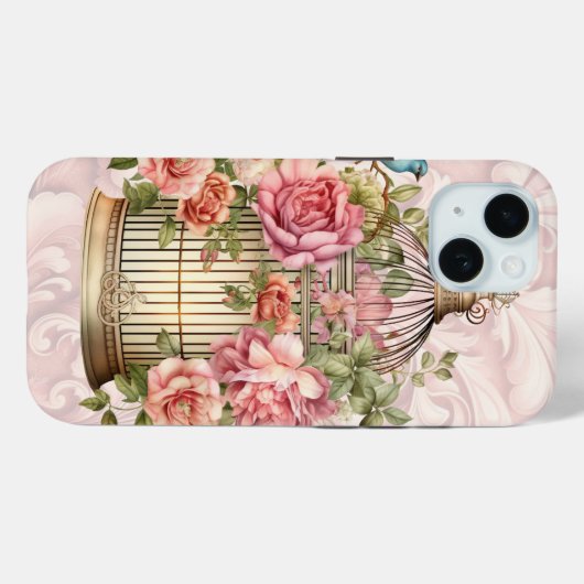 Romantische  Waterverf Floral Birdcage Case-Mate iPhone Case (Achterkant (horizontaal))
