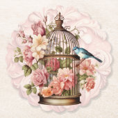 Romantische  Waterverf Floral Birdcage Kartonnen Onderzetters (Voorkant)