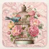 Romantische  Waterverf Floral Birdcage Kartonnen Onderzetters (Voorkant)