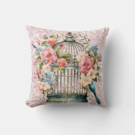 Romantische  Waterverf Floral Birdcage Kussen