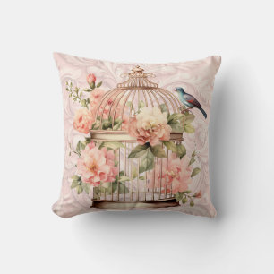Romantische  Waterverf Floral Birdcage Kussen