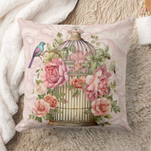Romantische  Waterverf Floral Birdcage Kussen
