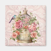 Romantische  Waterverf Floral Birdcage Magneet (Voorkant)