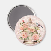 Romantische Waterverf Floral Birdcage Magneet (Voorkant / Achterkant)