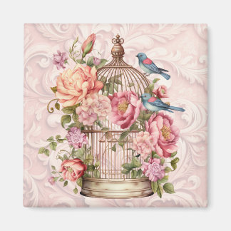 Romantische  Waterverf Floral Birdcage Magneet