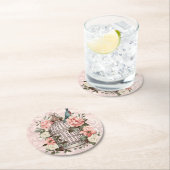 Romantische  Waterverf Floral Birdcage Ronde Kartonnen Onderzetter (Insitu)