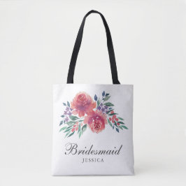 Romantische Waterverf Floral bruidsmeisje Tote Bag