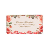 Romantische Waterverf Floral Bruiloft Retouradres Etiket (Voorkant)