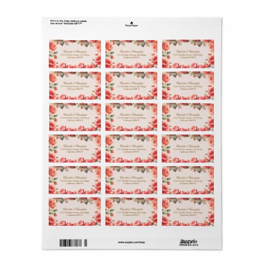 Romantische Waterverf Floral Bruiloft Retouradres Etiket (Full Sheet)