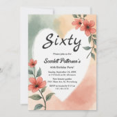 Romantische Waterverf Floral Dusty 60ste verjaarda Kaart (Voorkant)