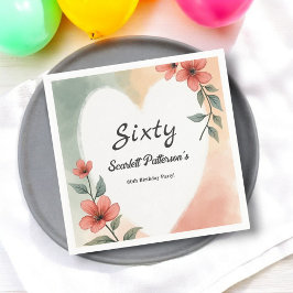Romantische Waterverf Floral Dusty 60ste verjaarda Servet