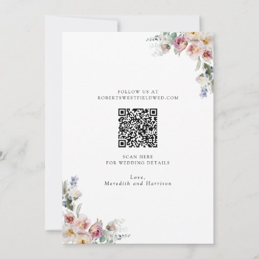 Romantische Waterverf Floral Eucalyptus Weddenscha Save The Date (Achterkant)