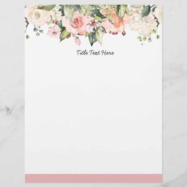 Romantische Waterverf floral, letterhead Briefhoofd (Voorkant)