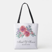 Romantische Waterverf Floral Maid of Honor Tote Bag (Achterkant)