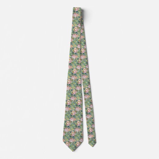 Romantische Waterverf Floral Necktie Stropdas (Voorkant)