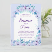 Romantische Waterverf Floral Paarse Uitnodiging (Staand voorkant)