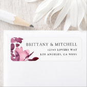 Romantische Waterverf Floral Plum Wedding Etiket (Insitu)