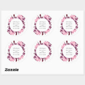 Romantische Waterverf Floral Plum Wedding Favor Ronde Sticker (Vel)