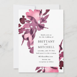 Romantische Waterverf Floral Plum Wedding Invitati Kaart