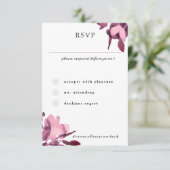Romantische Waterverf Floral Plum Wedding RSVP Kaartje (Staand voorkant)