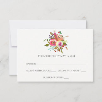 Romantische Waterverf Floral RSVP-kaarten RSVP Kaartje