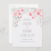 Romantische Waterverf Floral Save The Date Aankondigingskaart (Voorkant / Achterkant)